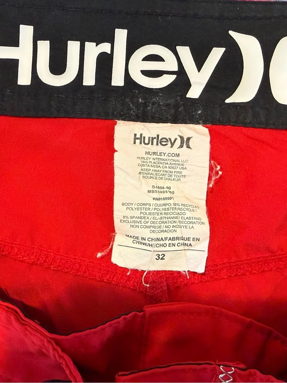 Hurley Phantom Red Board Shorts Men's Size 32 Stretch Surf Swim Trunks